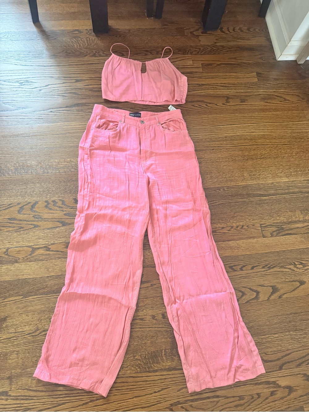 Zara Pink Wide-Leg Two-Piece Set